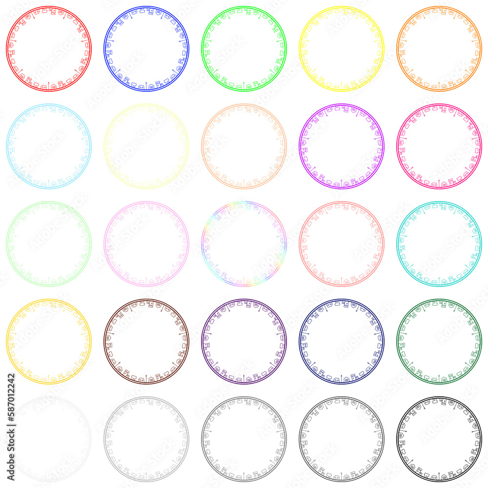 町並みの円形フレーム　25個セット