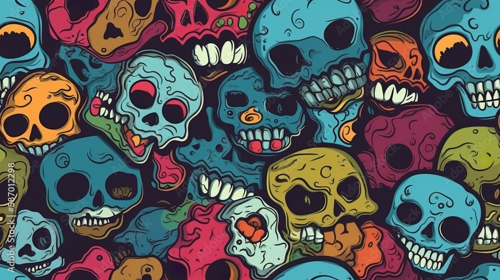 Color Cartoon Skull Pattern Color Cartoon Skull Pattern