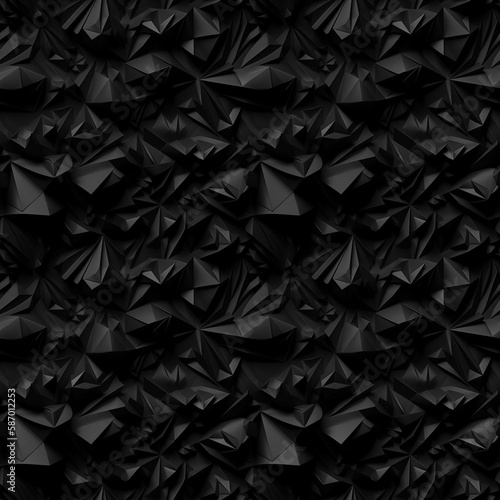 Generative AI - Seamless tileable black pattern - extra black on black texture © Stock by Devation