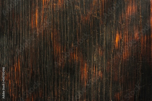 Destroyed wooden surface. Dark abstract background - dramatic lighting