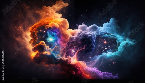 Beautiful colorful galaxy background illustration,Generative AI © simon