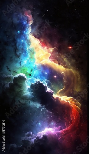 Beautiful colorful galaxy background illustration Generative AI