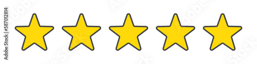 5 star icon. Reviews and ratings. Review of hotels and restaurants. Vector.