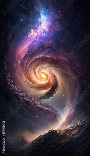 Beautiful colorful galaxy background illustration,Generative AI