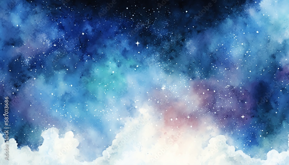 Watercolor dazzling starry sky universe starry sky background,Generative AI