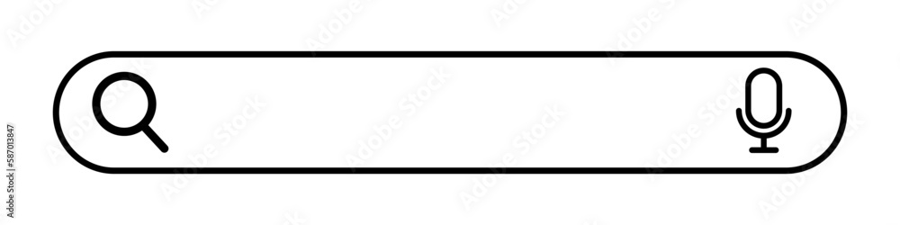 Voice-activated search box. Voice search web search bar. Vector. Voice-activated search box. Voice search web search bar. Vector.