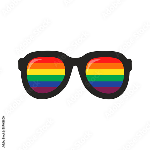 Glasses with a flag for LGBT Pride Day. Illustration Stop homophobia for the International Day against Homophobia. Vector flat illustration with background.