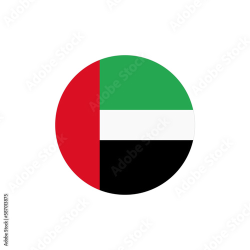 Round United Arab Emirates flag; UAE flag. Vector.