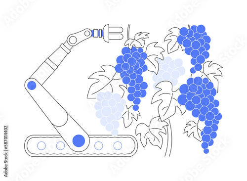 Harvesting and picking robots abstract concept vector illustration.