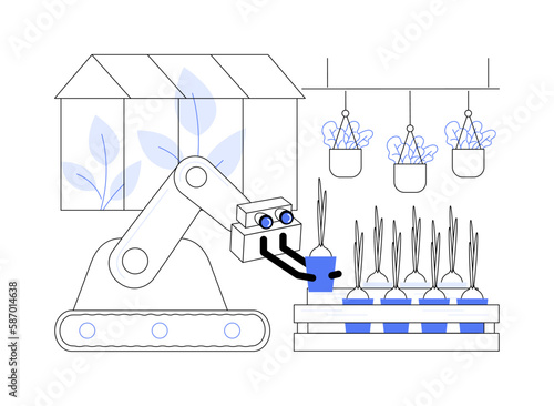 Robotic greenhouse abstract concept vector illustration.