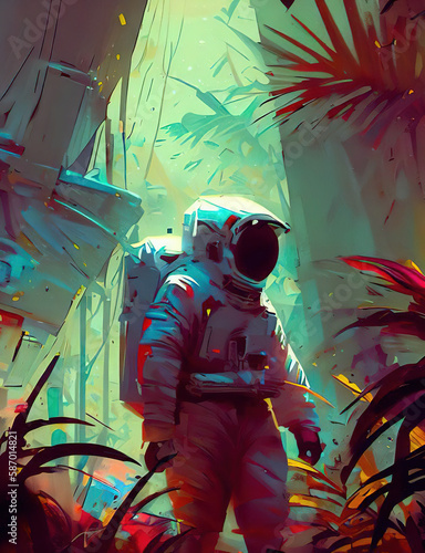 portrait of an astronaut in the jungle. Generative AI