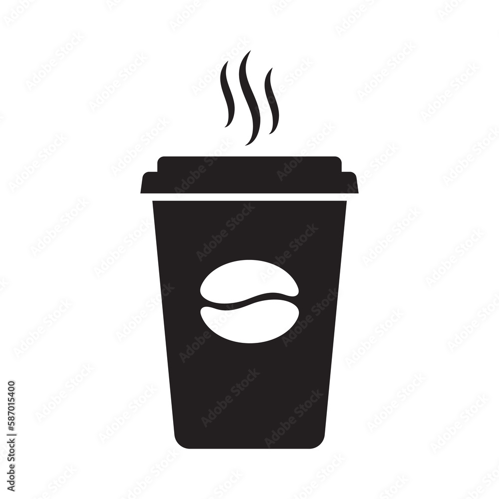 Hot coffee cup vector icon. Paper coffee cup icon isolated on white background. Hot coffee cup vector icon. Paper coffee cup icon isolated on white background.