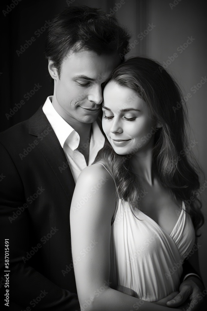 Happy Handsome Groom and Beautiful Bride Pre-Wedding photography, Minimal style, generative AI Happy Handsome Groom and Beautiful Bride Pre-Wedding photography, Minimal style, generative AI
