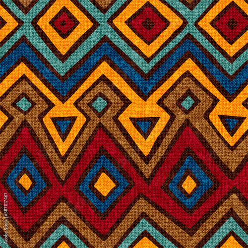 Seamless geometric pattern. Ornament for carpets, pillows, home decor. Ethnic and tribal motifs. Bohemian print for textiles. Vector illustration.