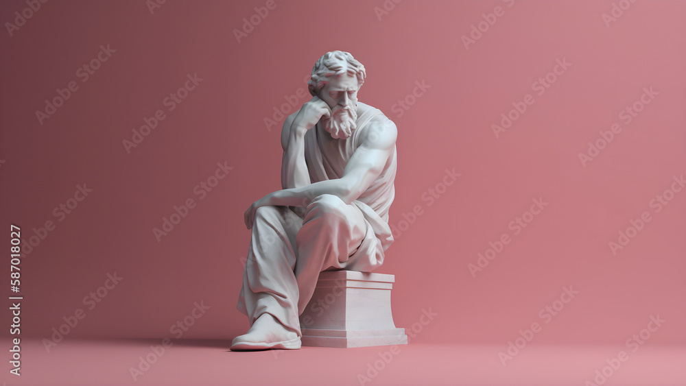 Greek Stoic Philosopher statue digital render - obrazy, fototapety, plakaty 