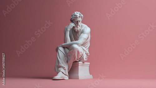 Greek Stoic Philosopher statue digital render photo
