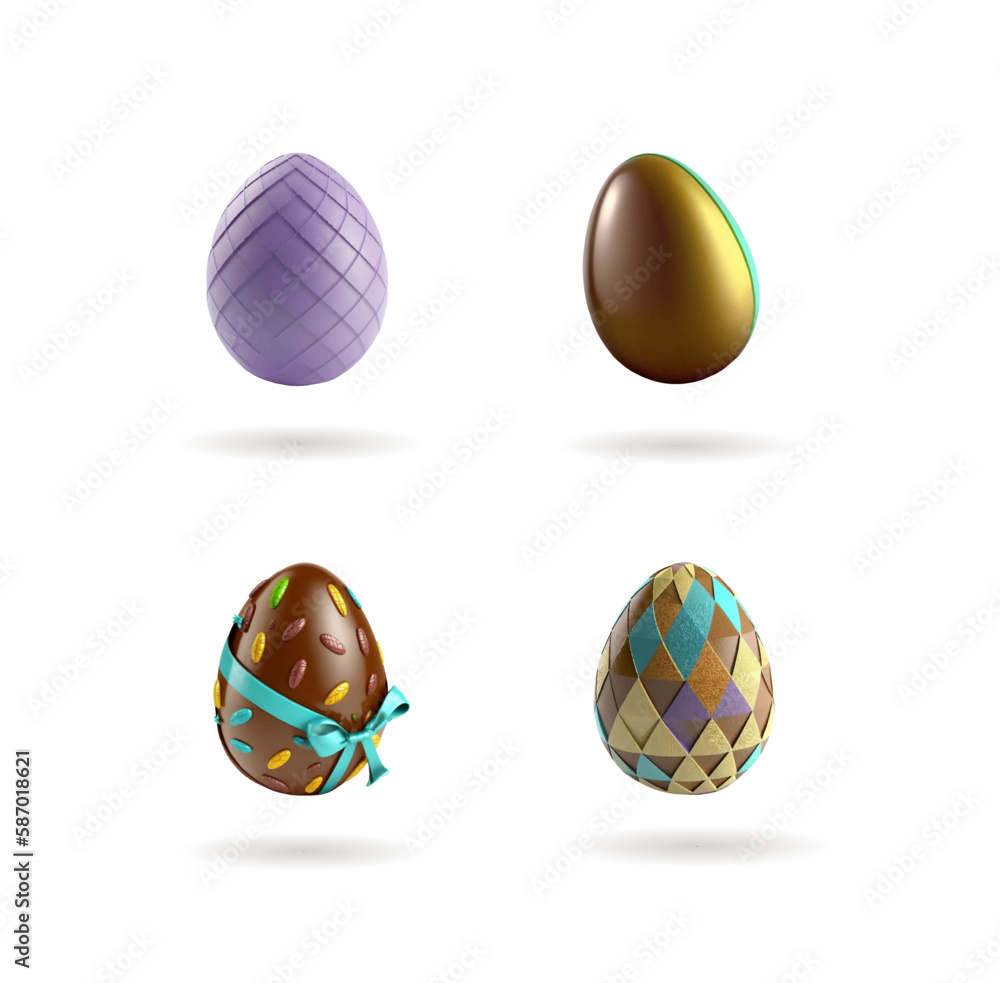 3D icon of a colorful Easter egg in the air on a white background with a shadow. Vector illustratio 3D icon of a colorful Easter egg in the air on a white background with a shadow. Vector illustratio