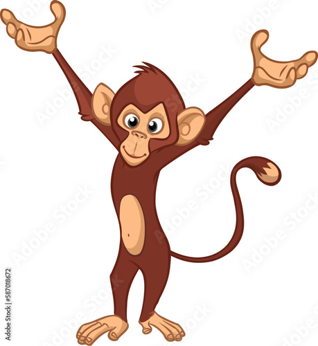 Cartoon monkey chimpanzee. Vector illustration of happy monkey character