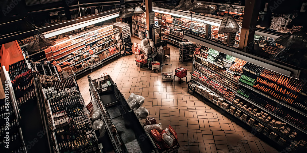 A Mysterious array of items from a store is arranged in an orderly manner - generative ai.