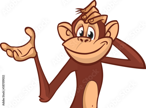 Cartoon monkey chimpanzee. Vector illustration of happy monkey character