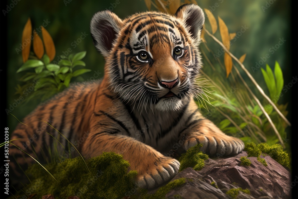 Fototapeta premium tiger in the zoo, generative ai