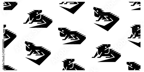 Seamless pattern with Iguanas. isolated on white background