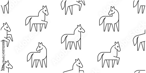Seamless pattern with Horses. isolated on white background