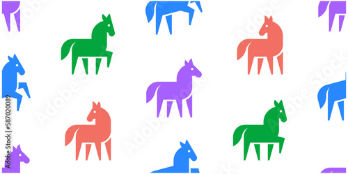 Seamless pattern with Horses. isolated on white background