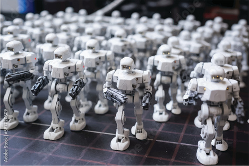 Wallpaper Mural Miniature white robot army. Generative AI. Torontodigital.ca