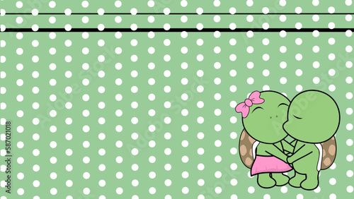 love kissing turtle couple valentine background in vector format