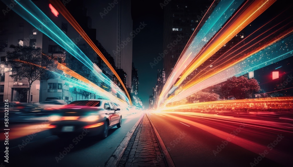 Obraz premium traffic in the high tech city, generative ai