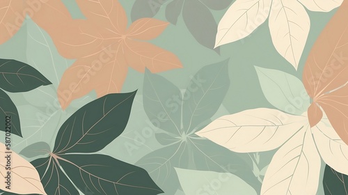 seamless pattern with leaves flowers aesthetic generative ai