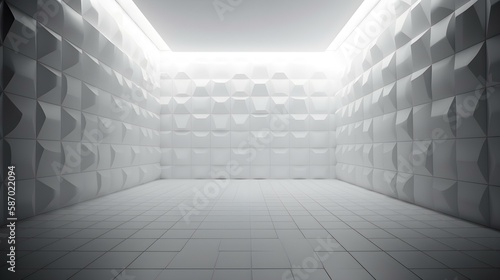 Geometric Textured White Wall with Smooth Light Floor