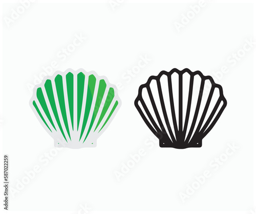 Green sea shell vector icon