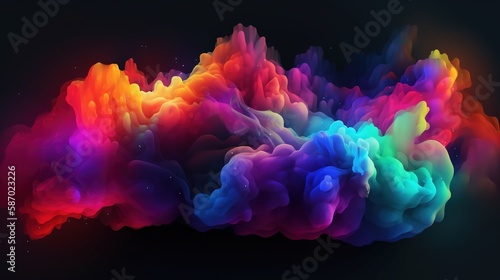 Abstract neon color waves, background, fantastic digital desktop wallpaper, black background, generative ai