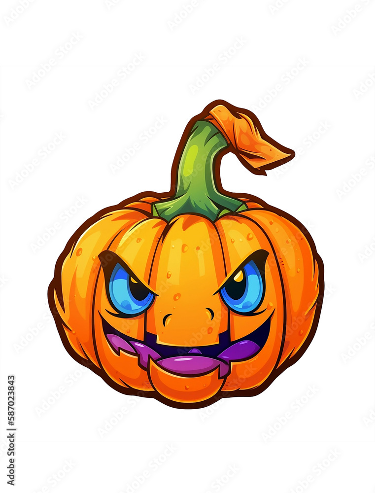 Fototapeta premium halloween pumpkin sticker on white background