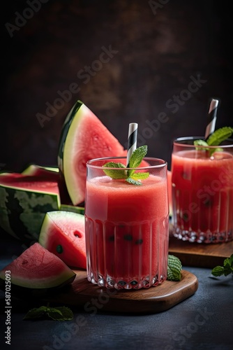 Wallpaper Mural Refreshing and healthy watermelon smoothie. Generative AI Torontodigital.ca