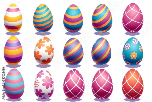 set of colorful easter eggs