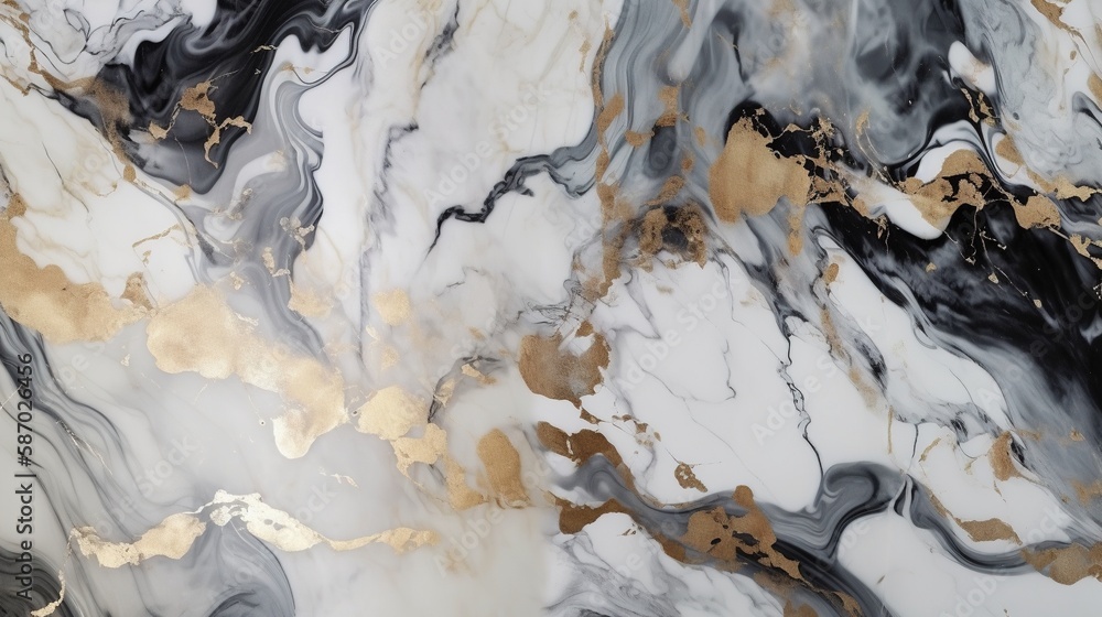 Marble background with golden splases. AI
