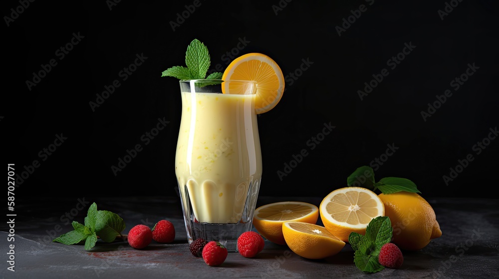 Fototapeta premium Refreshing and healthy lemon smoothie. Generative AI