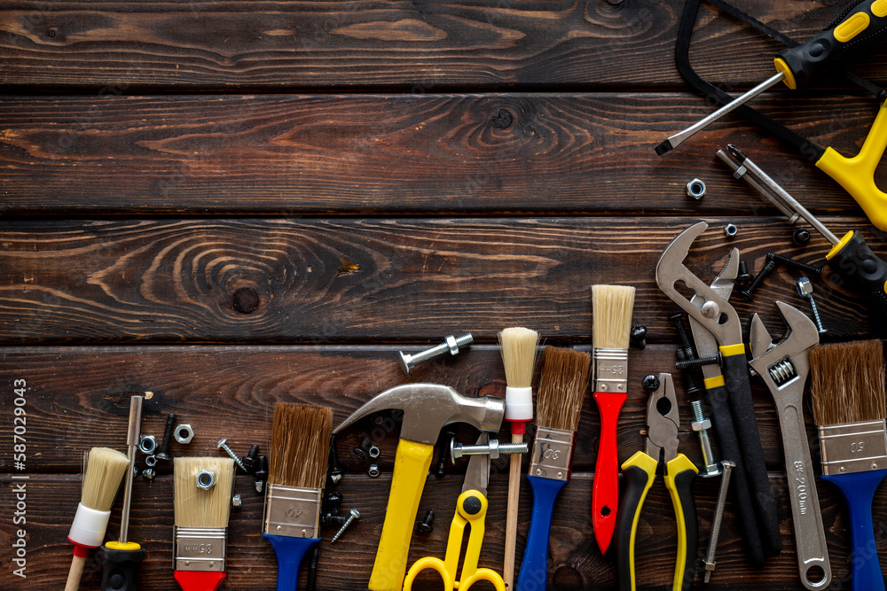 Set collection of DIY hand tools. Constuction background Set collection of DIY hand tools. Constuction background