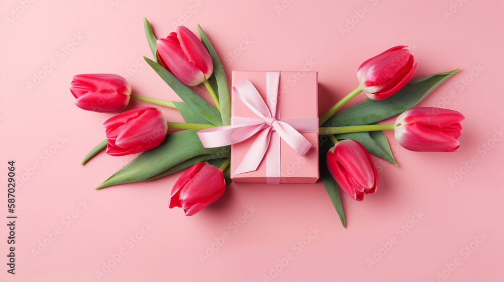 gift, box, valentine, love, flowers, generative ai