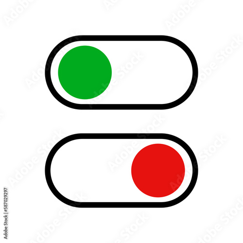 Power on and power off slider switch icons. Power user interface icons. Vector.