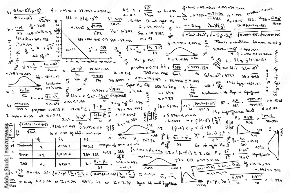 Maths board with science formulas. Algebra, mathematics and physics functions on chalkboard, school education, transparent background, png file