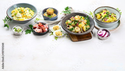 Set with different potato salads