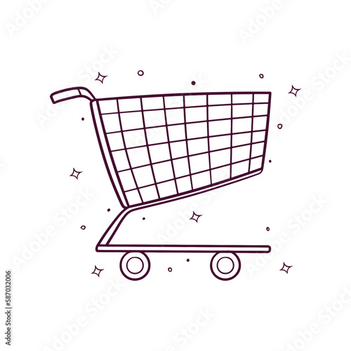 hand drawn shopping cart vector illustration