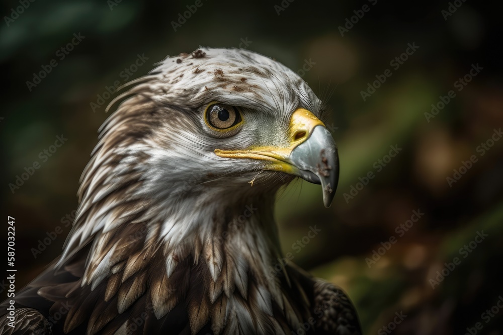 American eagle in the company of other raptors. Generative AI American eagle in the company of other raptors. Generative AI