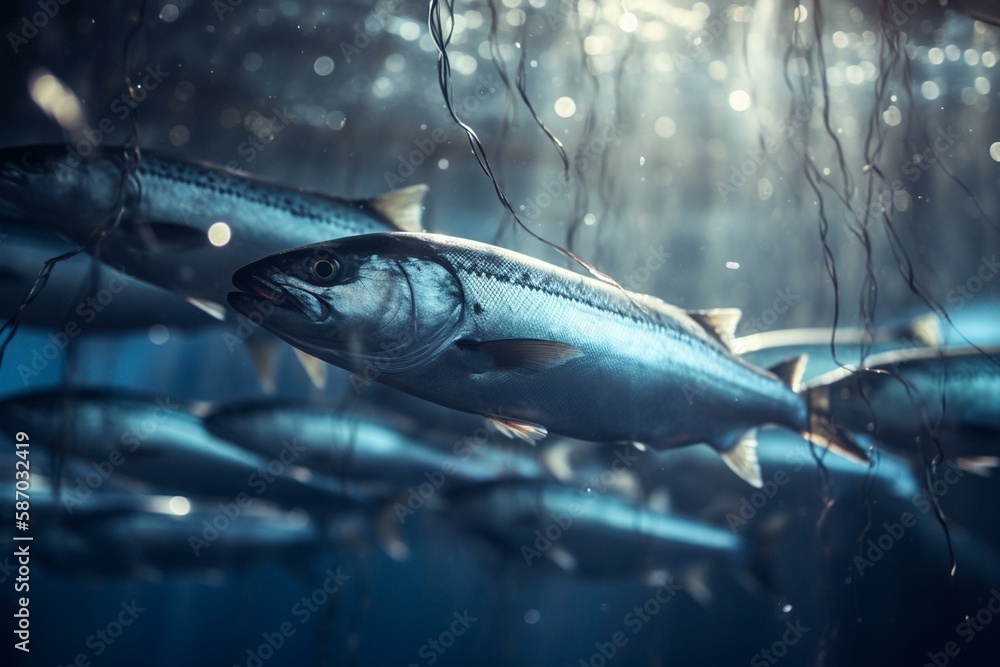 The impact of overfishing on the ocean food chain, bokeh Generative AI ... Biology Diagrams