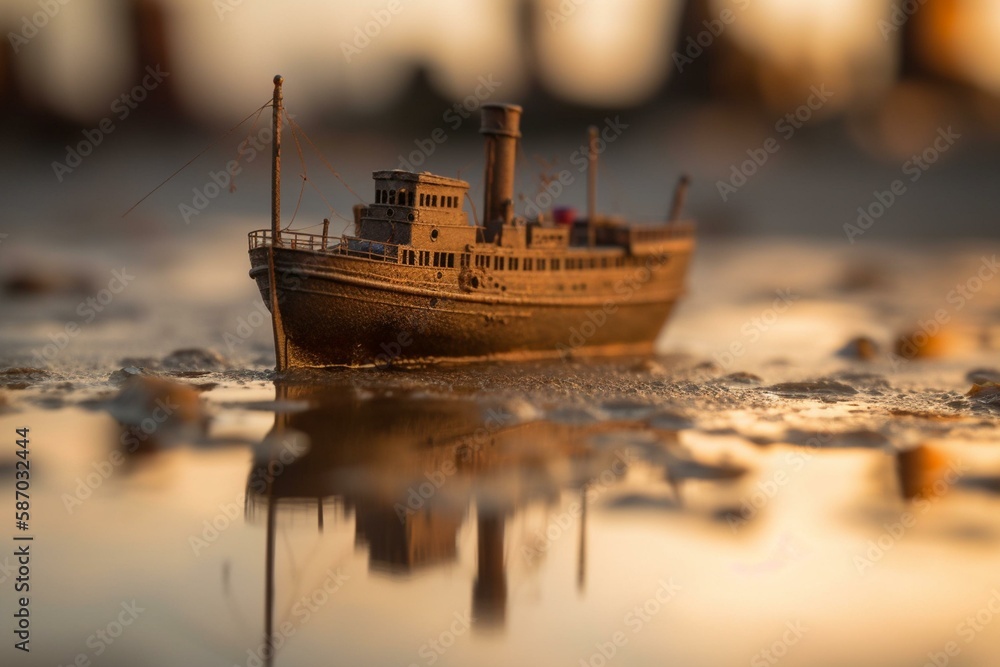 Fototapeta premium The history and significance of shipwrecks, bokeh Generative AI