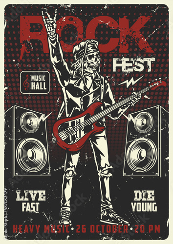 Rock fest colorful vintage poster
